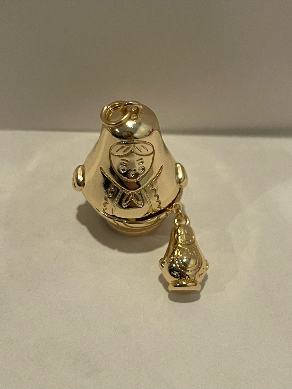 Gold Matryoshka Nesting Doll Charm Pendant WeHoTreasure